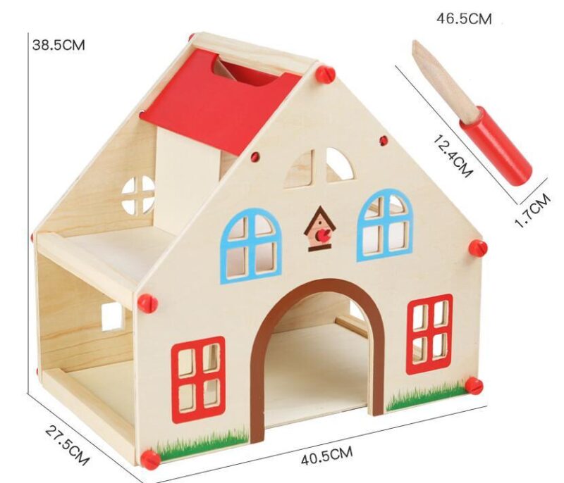 Wooden Children's Play House Villa Model Toy - Image 8