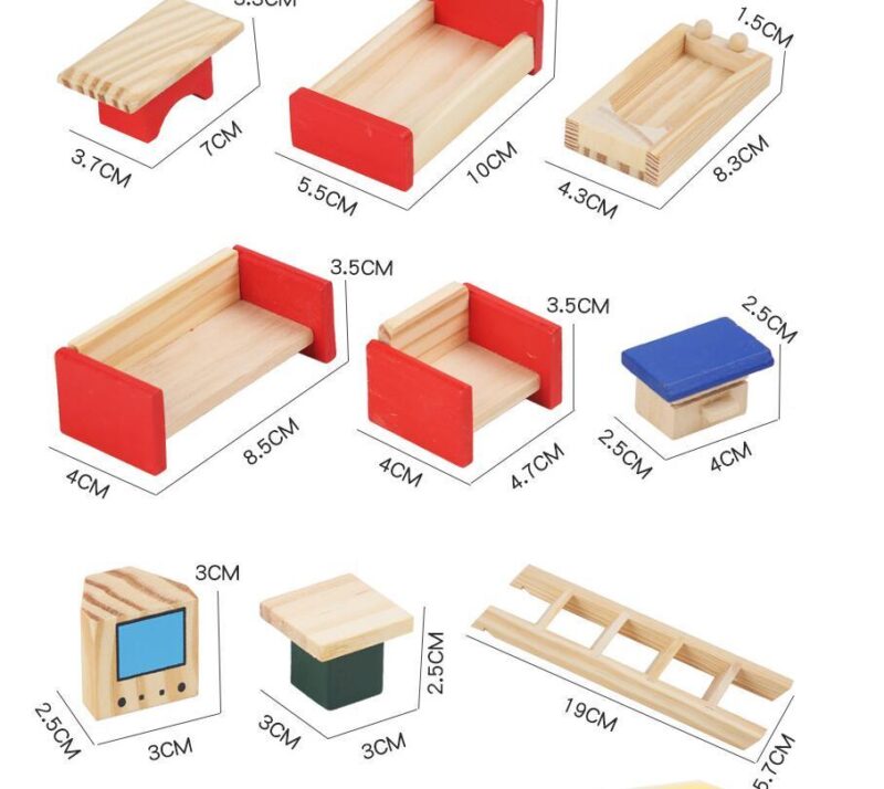 Wooden Children's Play House Villa Model Toy - Image 5